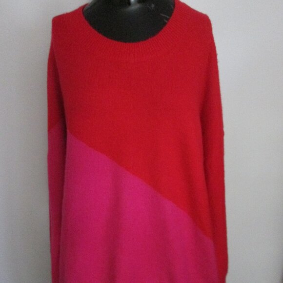 CeCe red pink high low sweater - Picture 1 of 7